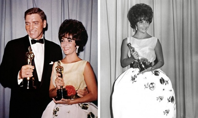  Elizabeth Taylor, 1961. Năm 1961, Elizabeth Taylor đoạt giải Nữ diễn viên xuất sắc nhất cho vai diễn trong Butterfield 8. Trong buổi lễ này, cô đã chọn một chiếc váy Dior tuyệt đẹp tôn lên vòng eo nhỏ.