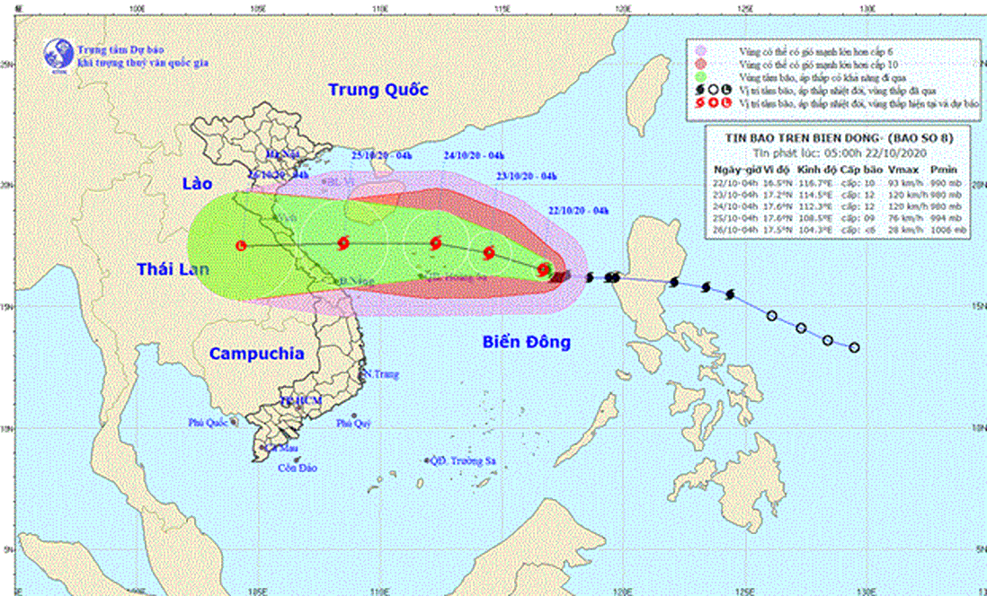 Bão số 8 tăng cấp, cách quần đảo Hoàng Sa 220 km về phía Đông