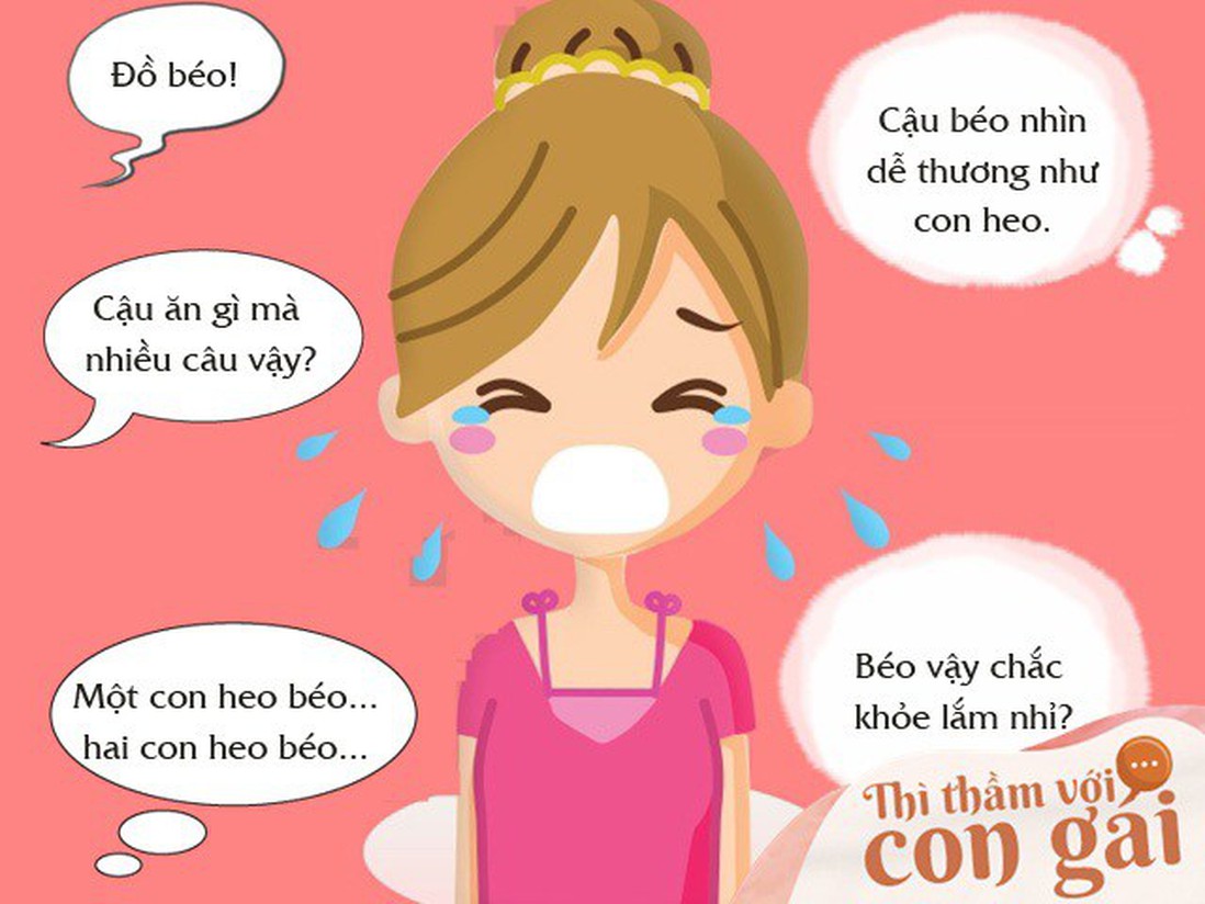 Con không muốn đi học, đám bạn chê con béo 
như con... heo!