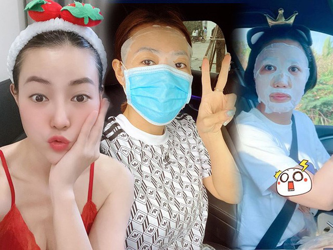 Bận rộn chăm con, Ốc Thanh Vân, Thanh Hương đắp mặt nạ dưỡng da khi lái xe
