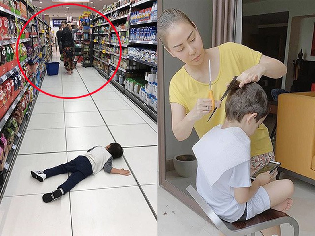 Con trai Thu Minh nằm ăn vạ giữa siêu thị, người nước ngoài cũng phải có thái độ
