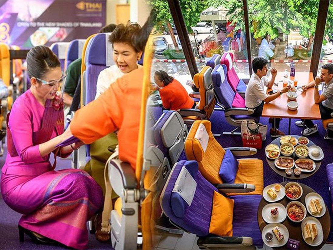 Nhà hàng mô phỏng khoang ngồi trên máy bay: Giải pháp của Thai Airway "kéo" khách đến nườm nượp