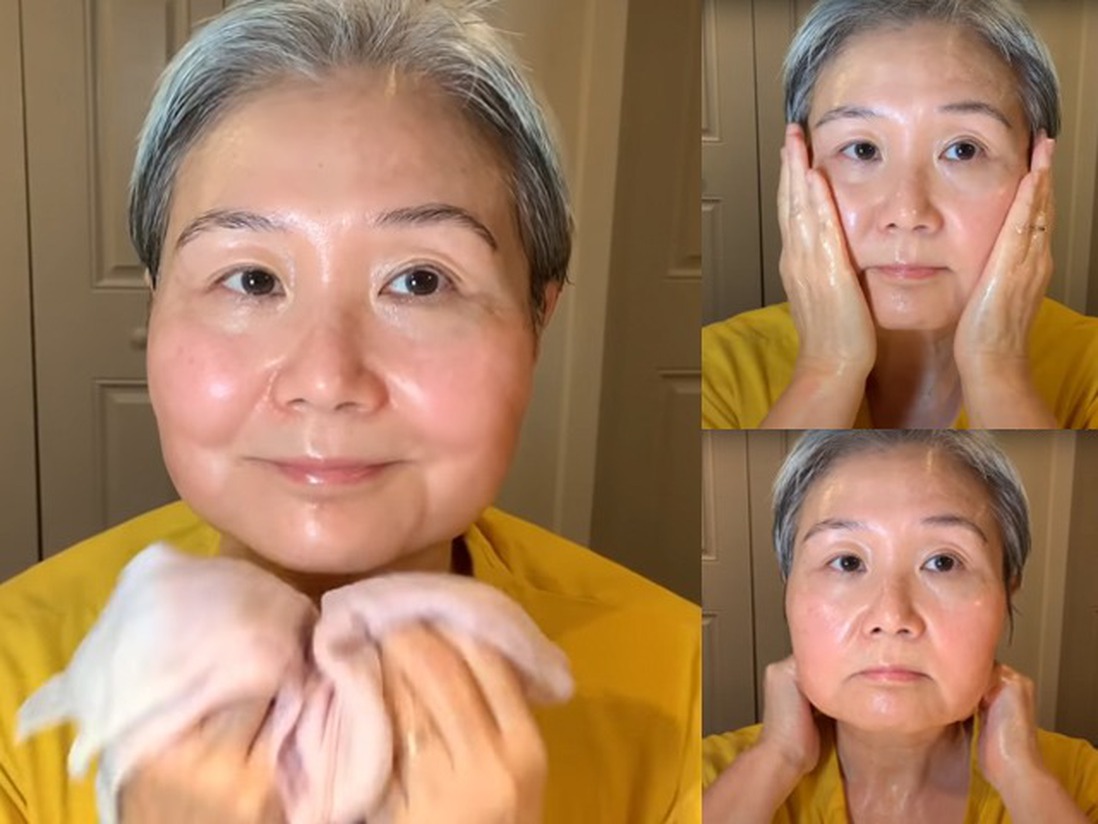 Quý bà 60 tuổi hướng dẫn cách massage chống lão hóa da mặt