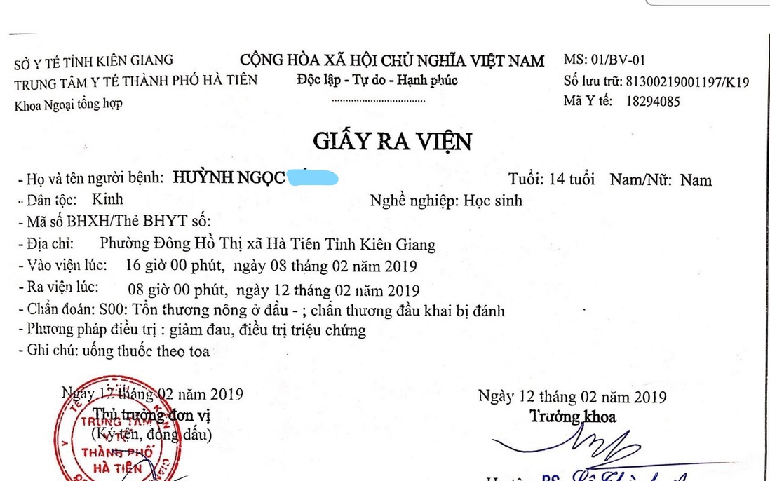 Công an Hà Tiên (Kiên Giang): Đưa trẻ bị bạo hành đi giám định khi vết thương đã lành