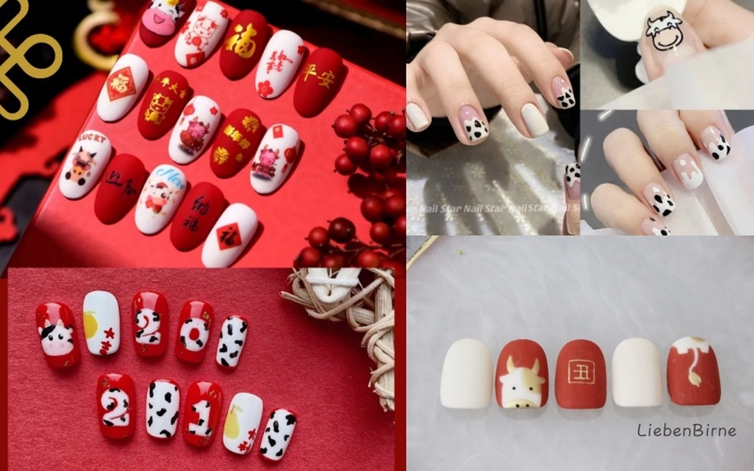 Gợi ý mẫu nails vừa đẹp vừa sang hợp với Tết Tân Sửu 2021