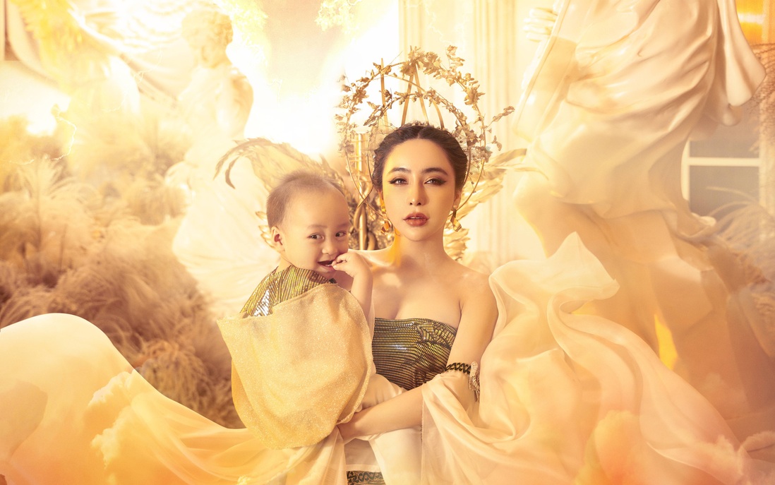“Nữ hoàng dao kéo” Mai Diệu Linh gợi cảm với concept ảnh nữ thần, khoe con trai 2 tuổi