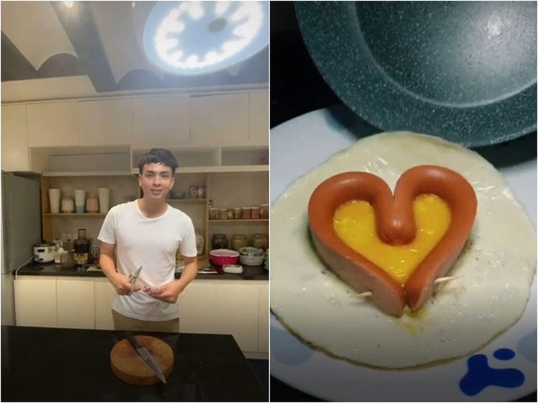 Hồ Quang Hiếu "học đòi" làm xúc xích trứng hình trái tim lãng mạn và cái kết "đau ruột"