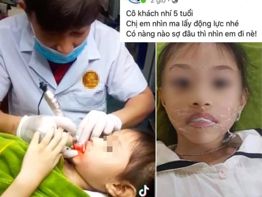 Chủ tiệm thẩm mỹ lấy con gái 5 tuổi ra phun môi làm mẫu quảng cáo nhận "rổ gạch đá"