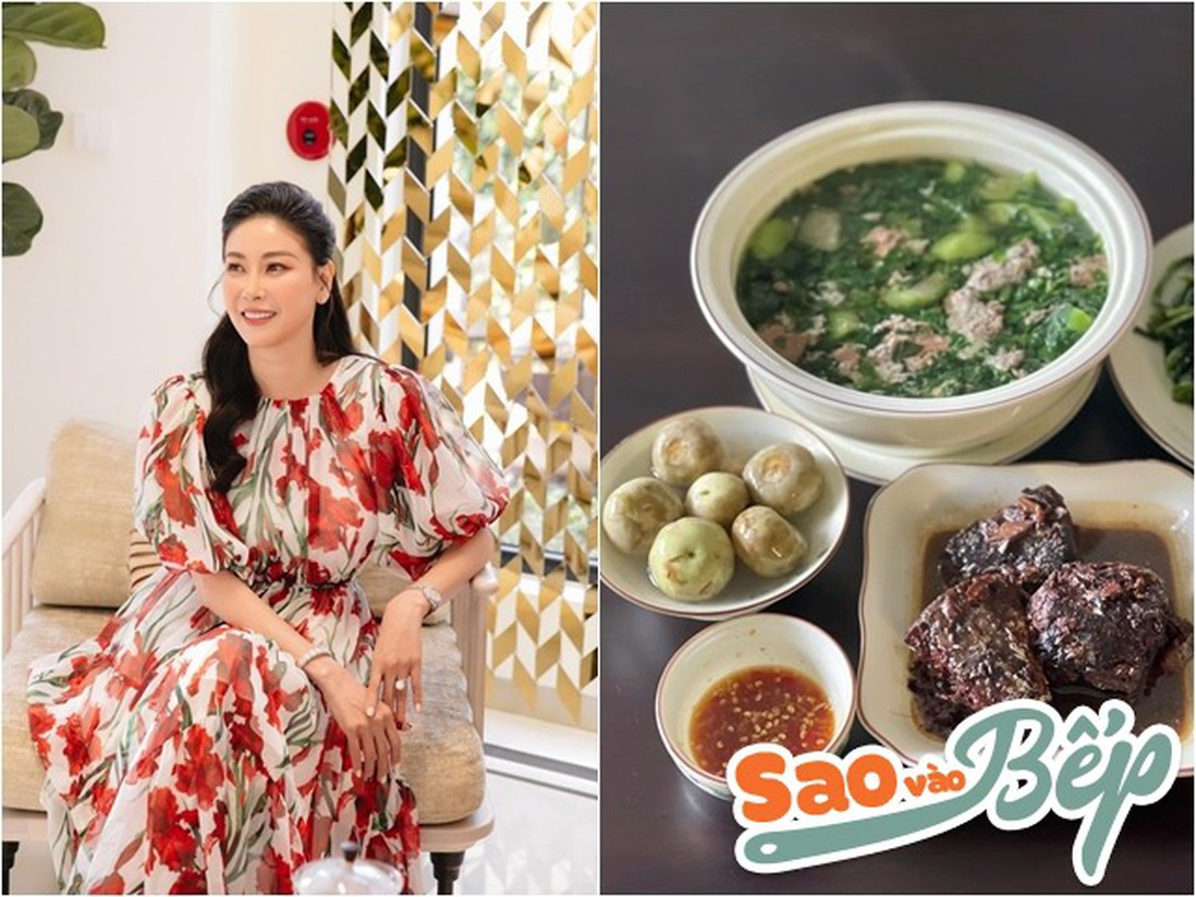 Sao vào bếp: Hoa hậu nhà giàu khoe mâm cơm đạm bạc khiến Mai Phương Thúy" muốn ăn 5 bát"