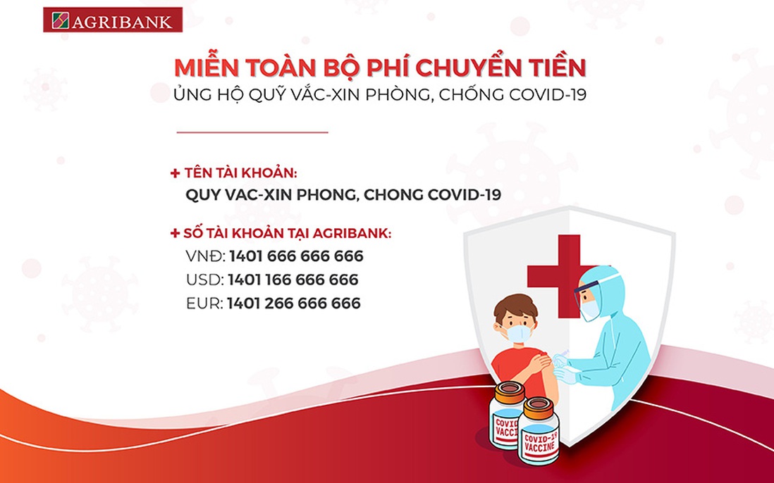 Công bố tài khoản tiếp nhận ủng hộ Quỹ vắc - xin phòng, chống Covid-19 tại Agribank