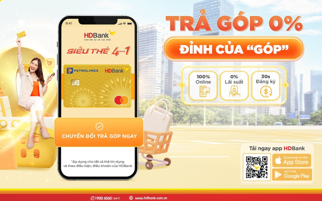 Thoải mái mua sắm với tính năng chuyển đổi trả góp 0% lãi suất từ HDBank