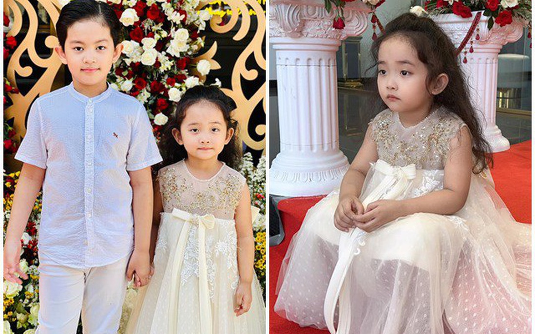 2 con của Phan Hiển - Khánh Thi tạo dáng dễ thương khi dự đám cưới