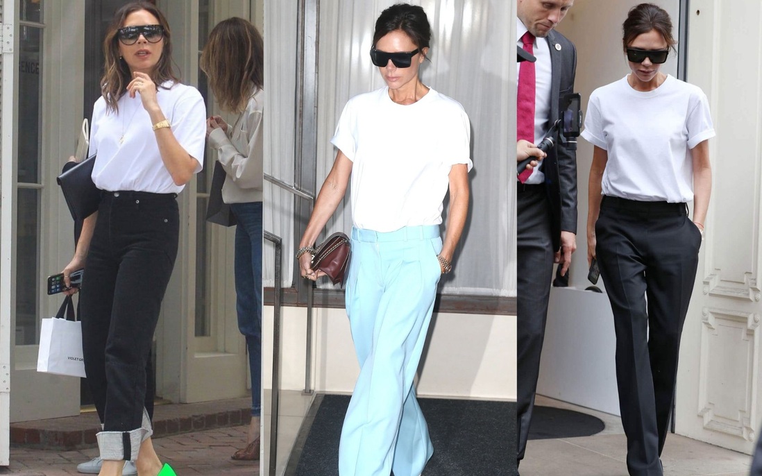 Victoria Beckham diện áo thun trắng đơn giản nhưng vẫn đẳng cấp