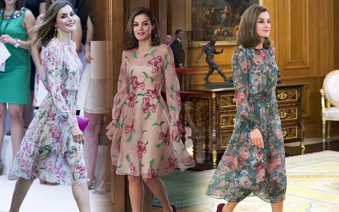 3 cách diện đầm hoa trẻ trung, nữ tính của Nữ hoàng Tây Ban Nha