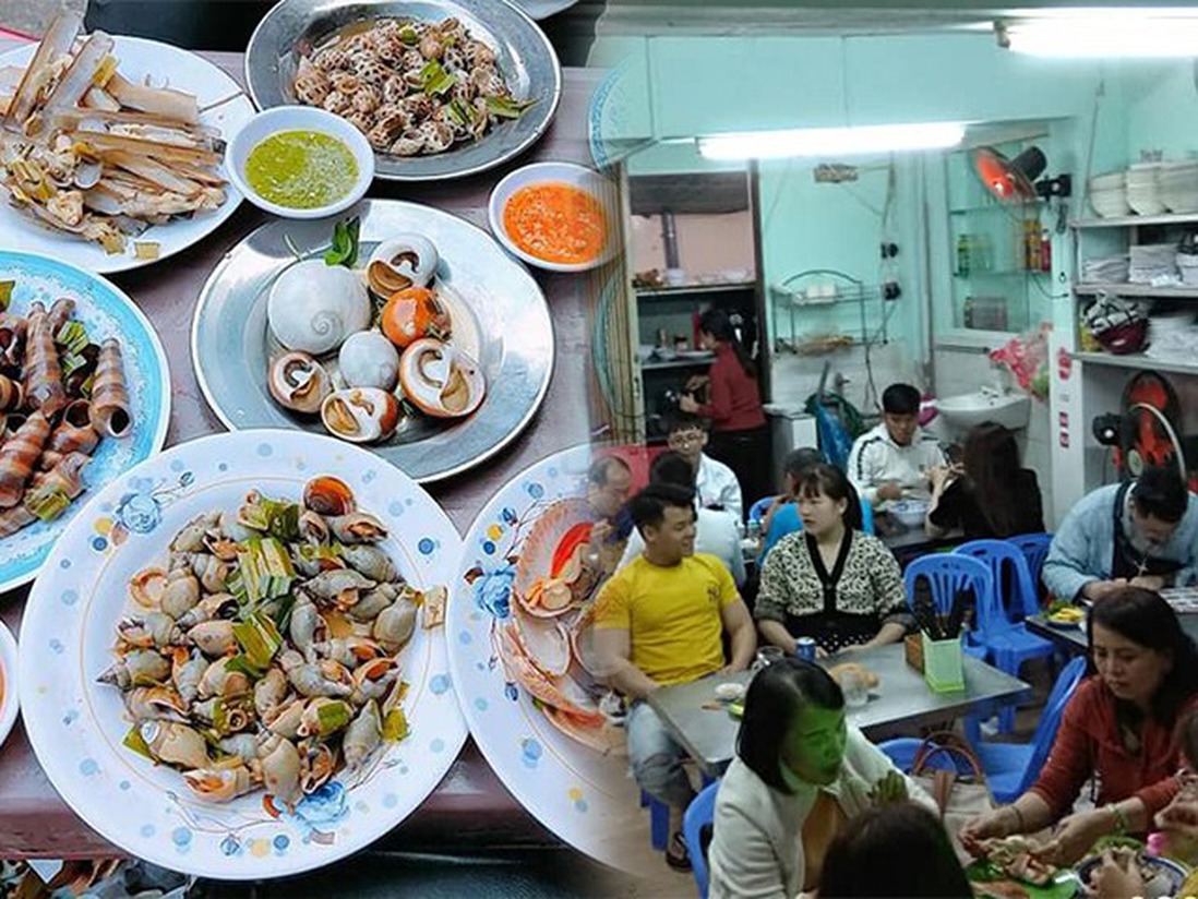 Quán ốc nằm trong hẻm nhỏ ở Quy Nhơn, khó tìm nhưng khách vẫn đông kín bàn