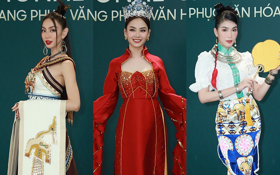 Dàn Hoa hậu Vbiz trong đêm thi trang phục dân tộc của Miss Grand Vietnam 2022