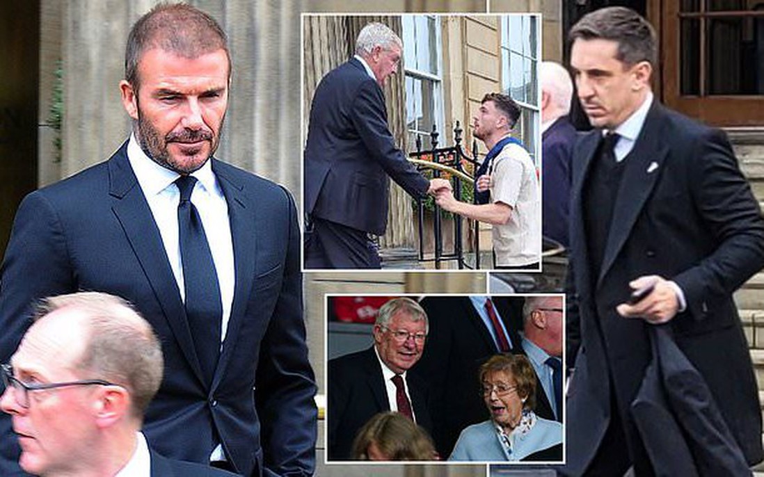 David Beckham và các huyền thoại bóng đá buồn bã tiễn biệt vợ HLV Sir Alex