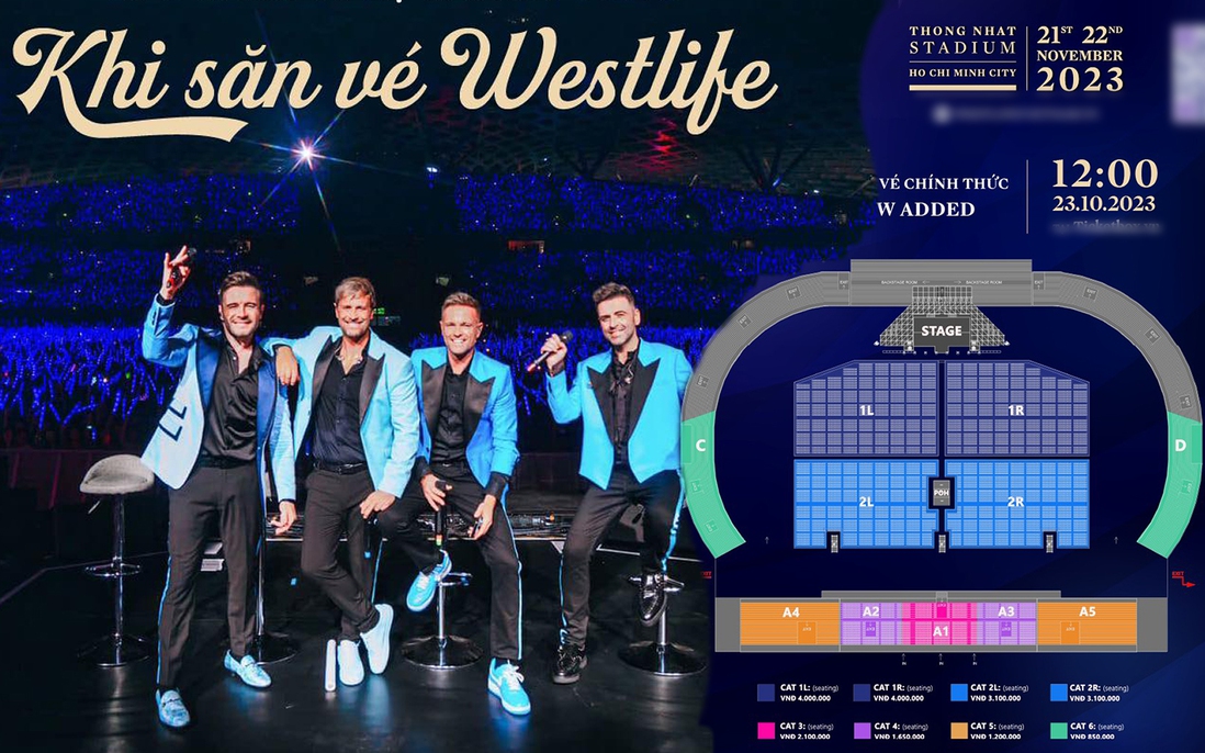 Concert Westlife có đêm diễn thứ 2, hơn 3 tiếng vẫn chưa bán hết 10.000 vé như kỳ vọng