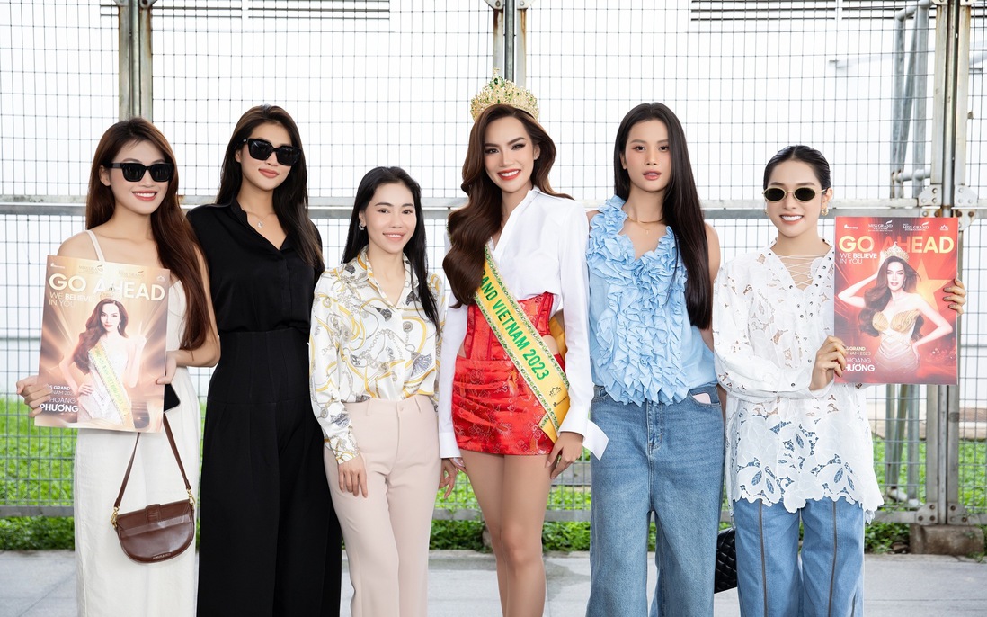 Á hậu Hương Ly có mặt tại sân bay để tiễn bạn thân Hoàng Phương đi dự thi Miss Grand International 2023
