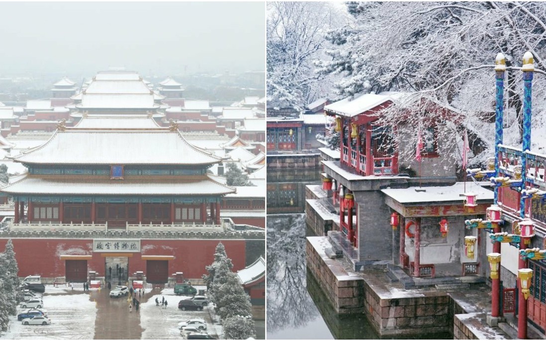 Trung Quốc: Tuyết đầu mùa bao phủ tạo nên cảnh tượng đẹp đến nao lòng tại Tử Cấm Thành 