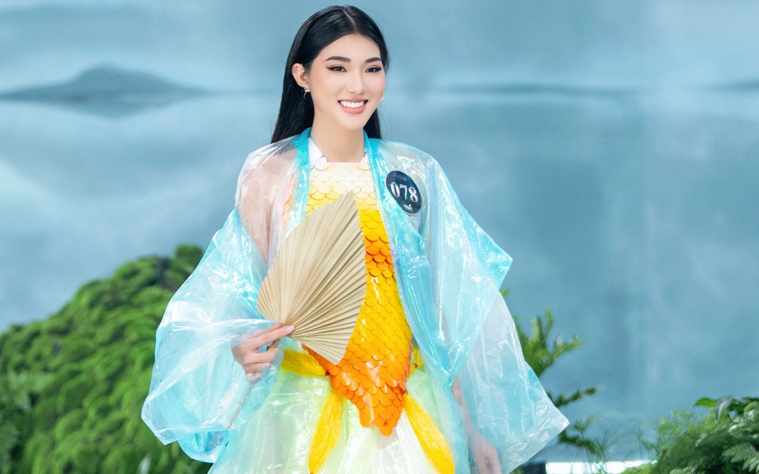 Thí sinh Miss Earth Việt Nam 2023 diện trang phục tái chế từ túi nilon, vỏ chai