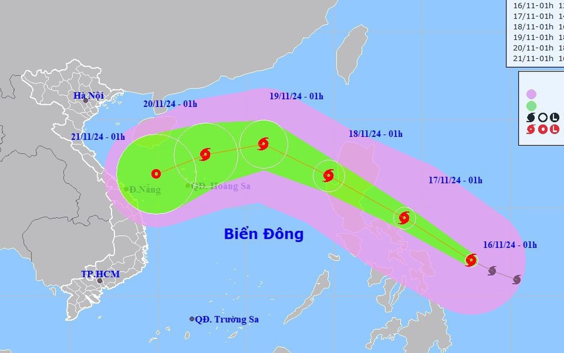 Bão MAN-YI mạnh lên thành siêu bão, giật trên cấp 17 hướng vào Biển Đông