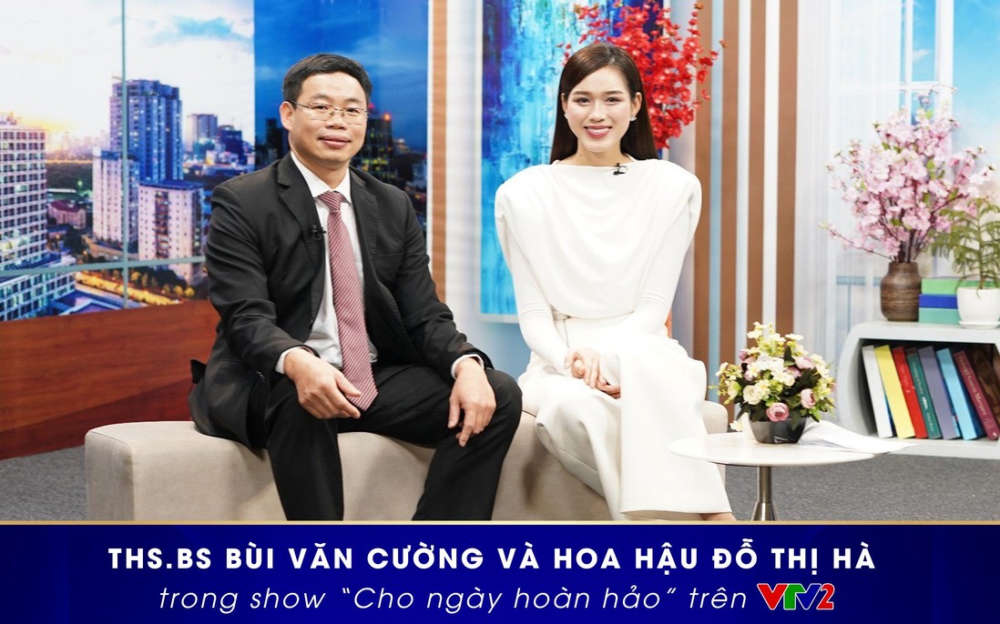 ThS.BS Bùi Văn Cường và hoa hậu Đỗ Thị Hà chia sẻ kinh nghiệm làm đẹp trên VTV2