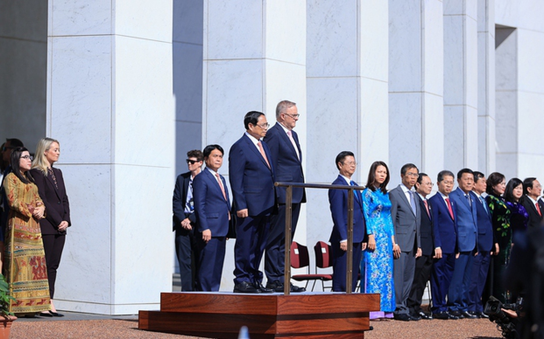 Lễ đón Thủ tướng Phạm Minh Chính thăm chính thức Australia theo nghi thức trọng thể nhất
