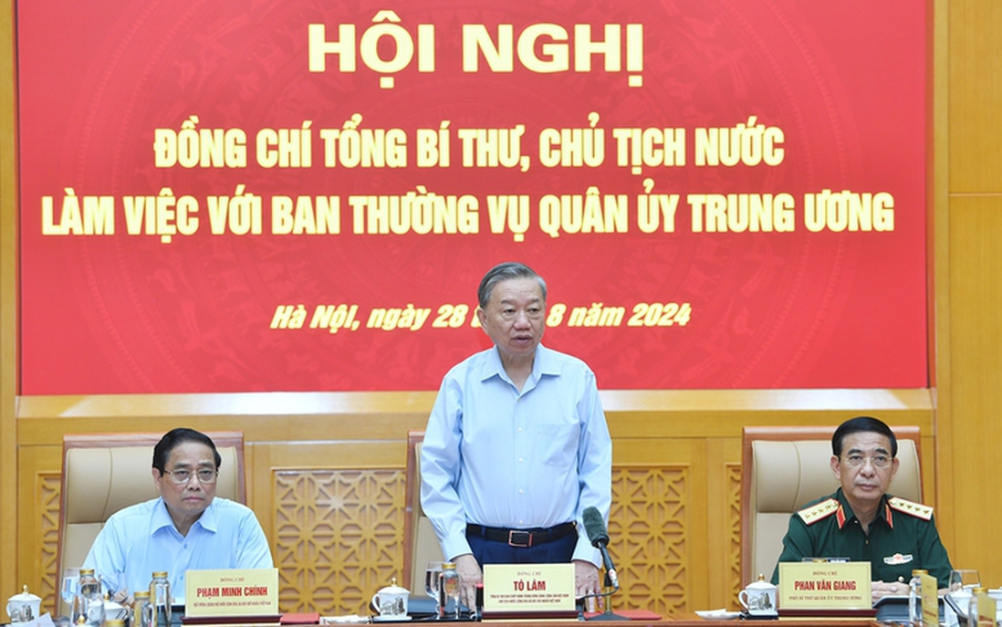 Tổng Bí thư, Chủ tịch nước Tô Lâm làm việc với Ban Thường vụ Quân ủy Trung ương