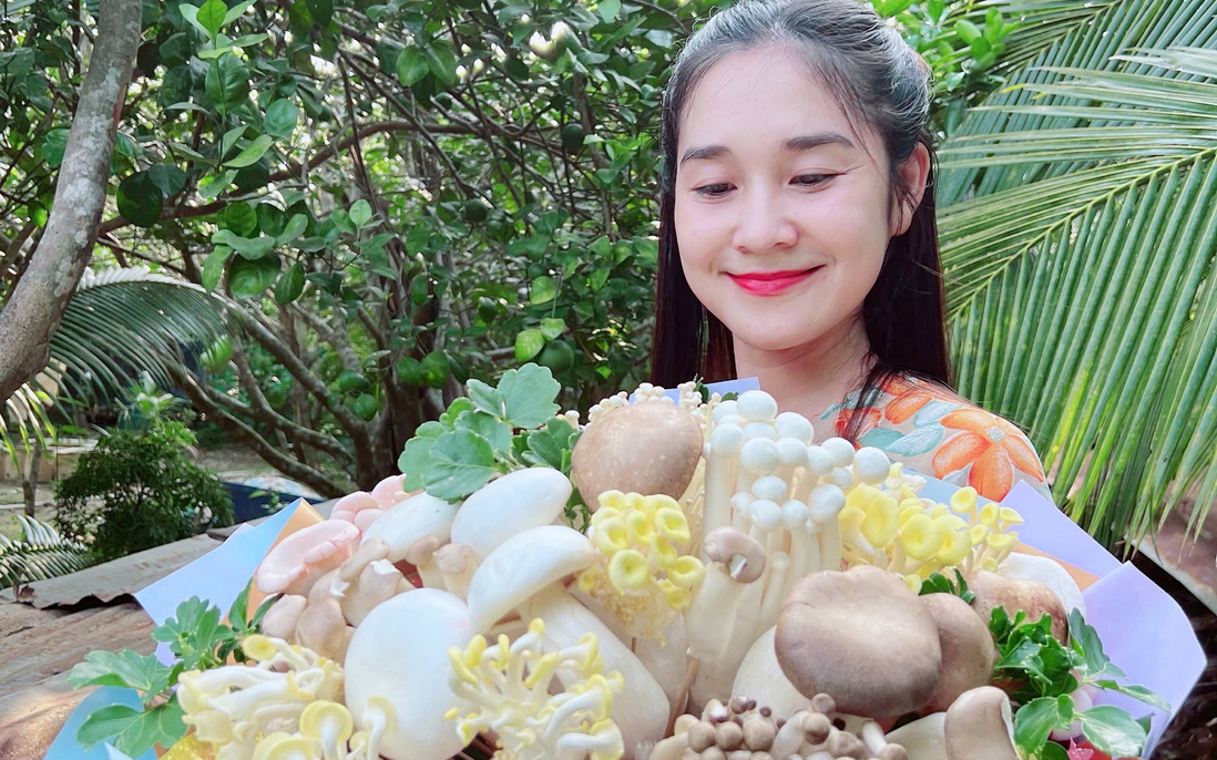 Giỏ quà từ nấm, bánh thạch 3D hút khách dịp 20/10