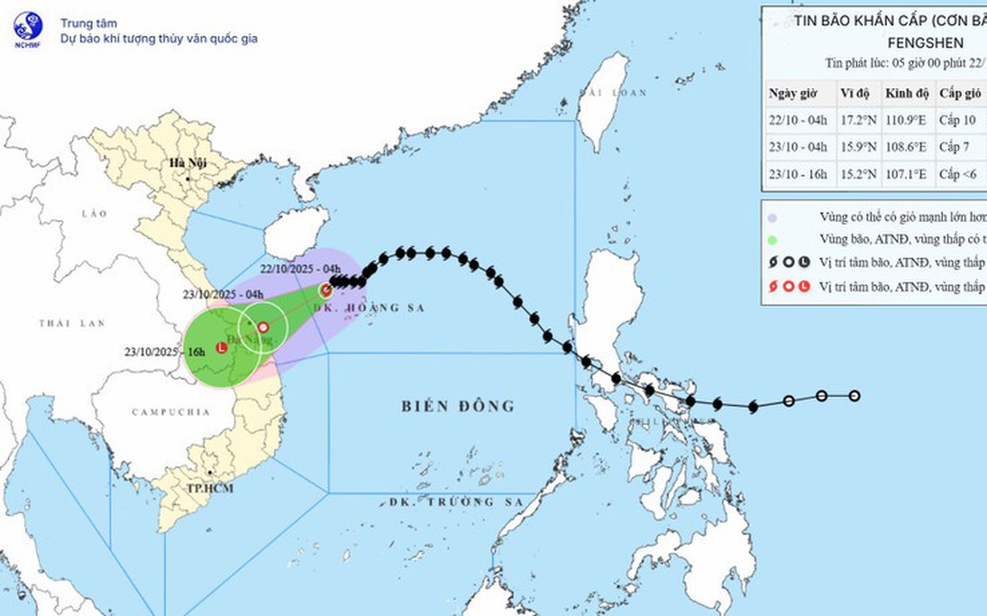 Bão số 12 cách thành phố Đà Nẵng khoảng 310km
