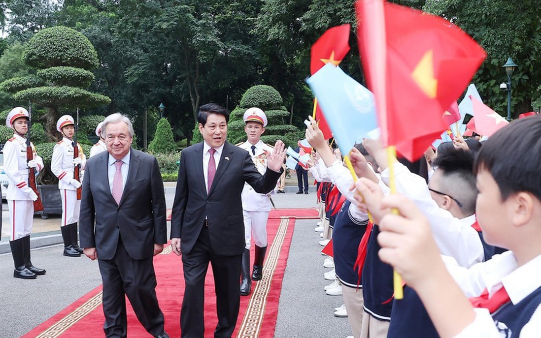 Chủ tịch nước Lương Cường chủ trì lễ đón chính thức Tổng Thư ký Liên hợp quốc