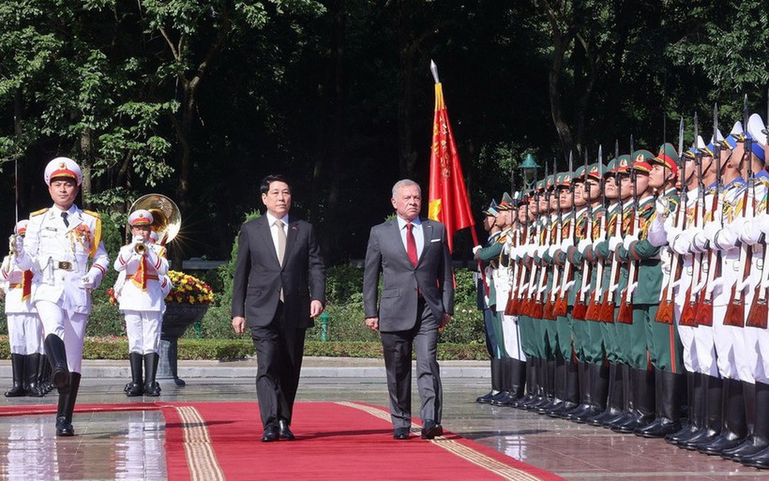 Chủ tịch nước Lương Cường chủ trì lễ đón chính thức Quốc vương Jordan