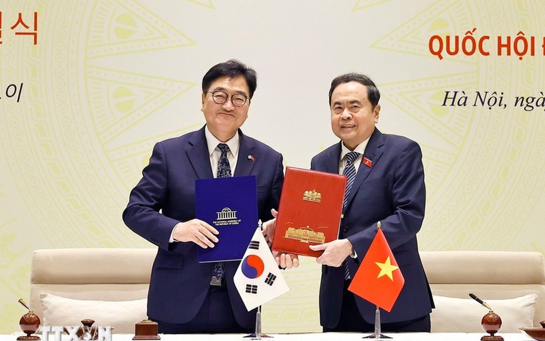 Chủ tịch Quốc hội Trần Thanh Mẫn hội đàm với Chủ tịch Quốc hội Hàn Quốc