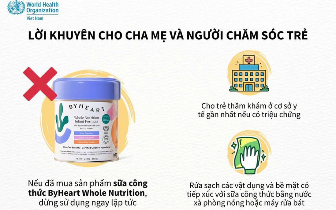 Bộ Y tế yêu cầu rà soát bản công bố về sữa ByHeart Whole Nutrition nhiễm khuẩn