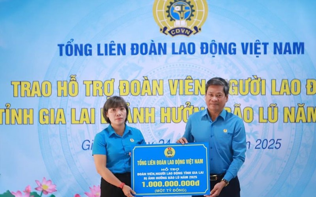 Công đoàn hỗ trợ hơn 1,5 tỉ đồng giúp đoàn viên Gia Lai khắc phục khó khăn do bão số 13 và lũ lịch sử
