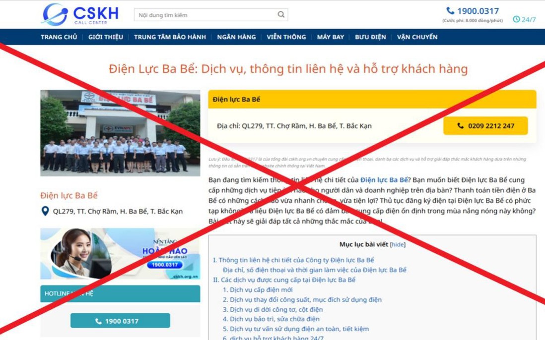 Cảnh báo trang web giả mạo Tổng Công ty Điện lực miền Bắc để lừa đảo khách hàng