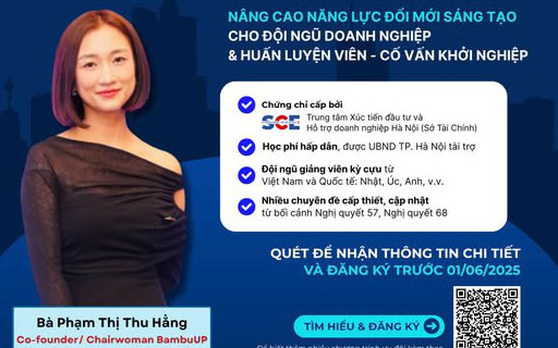 Cơ hội đào tạo dành cho chủ doanh nghiệp, giảng viên, chuyên gia, cán bộ về khởi nghiệp