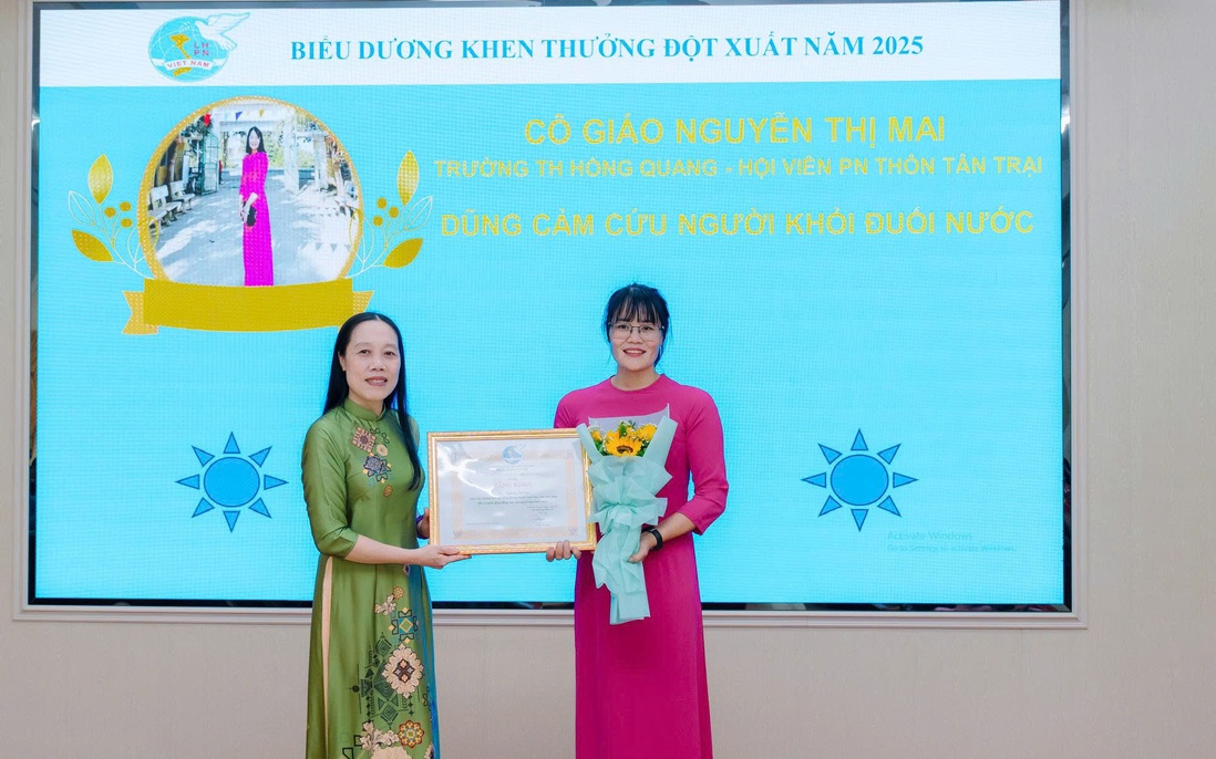 Hội LHPN tỉnh Nam Định khen thưởng cô giáo dũng cảm cứu người đuối nước