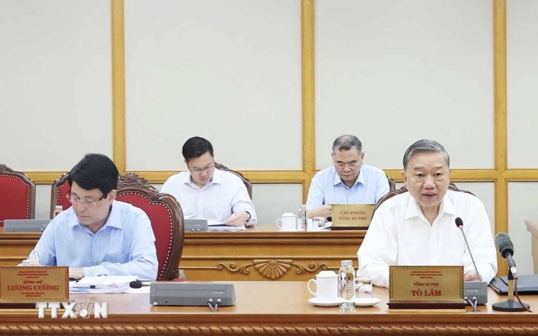Tổng Bí thư Tô Lâm chủ trì họp cho ý kiến về tiến độ sắp xếp tổ chức bộ máy