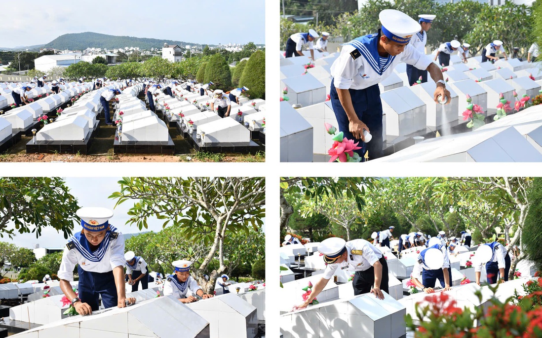 Cán bộ, chiến sĩ Vùng 5 Hải quân làm đẹp Nghĩa trang liệt sĩ Phú Quốc