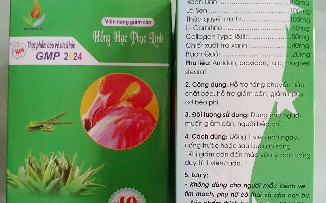 Phát hiện viên nang giảm cân Hồng Hạc Phục Linh chứa chất cấm