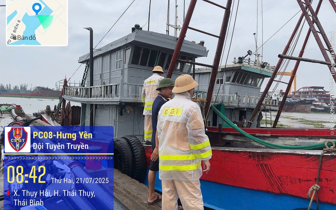 Hưng Yên: Cảnh sát giao thông ứng trực 100% quân số, triển khai "4 tại chỗ" chống bão số 3