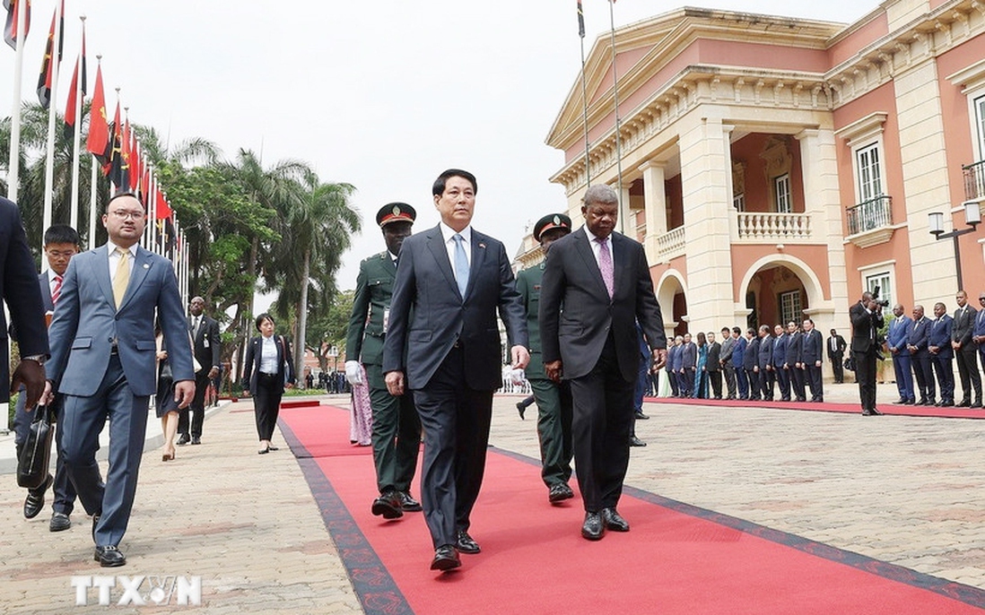 Lễ đón Chủ tịch nước Lương Cường thăm cấp Nhà nước Cộng hòa Angola