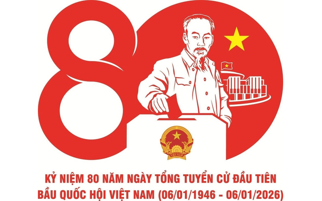Mẫu biểu trưng chính thức kỷ niệm 80 năm Ngày Tổng tuyển cử đầu tiên