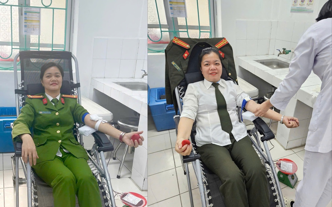 2 nữ Trung tá Công an kịp thời hiến máu cứu người