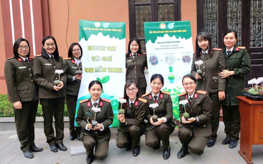 Phụ nữ Học viện An ninh nhân dân gieo mầm xanh, nâng cao ý thức bảo vệ môi trường