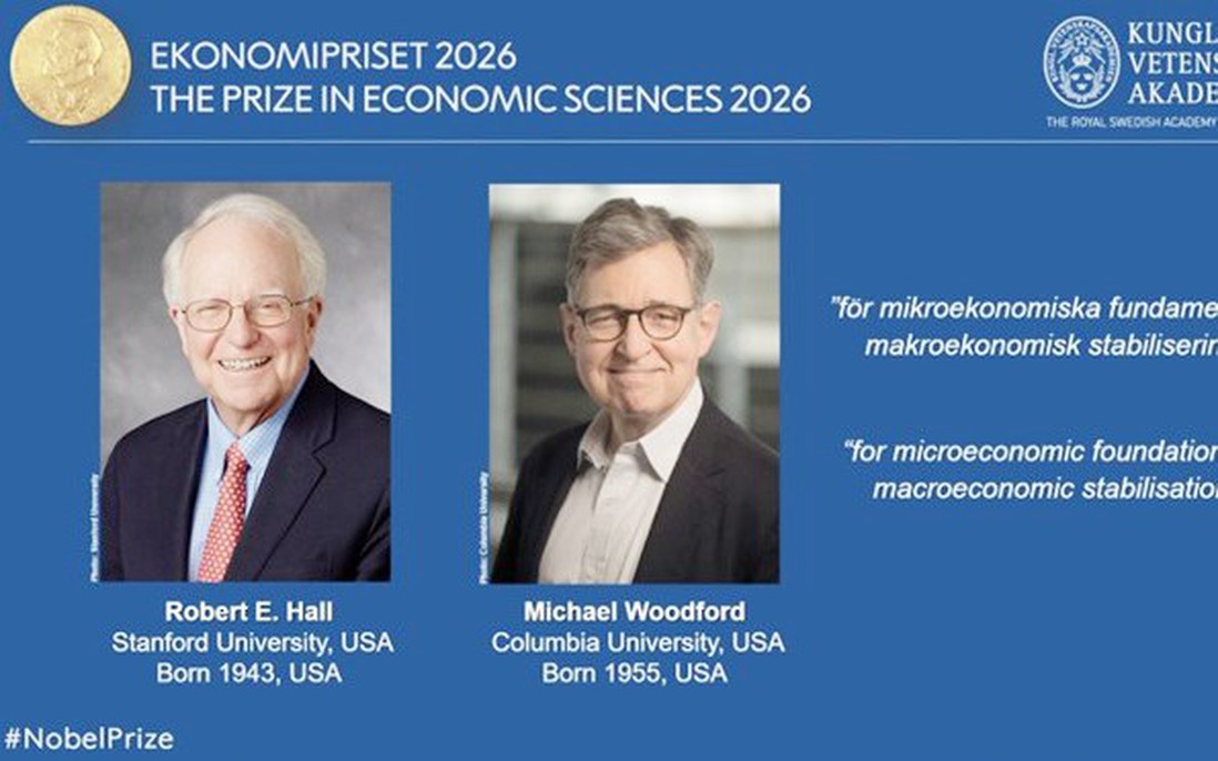 Giải Nobel Kinh tế 2026 được trao cho 2 nhà kinh tế học người Mỹ