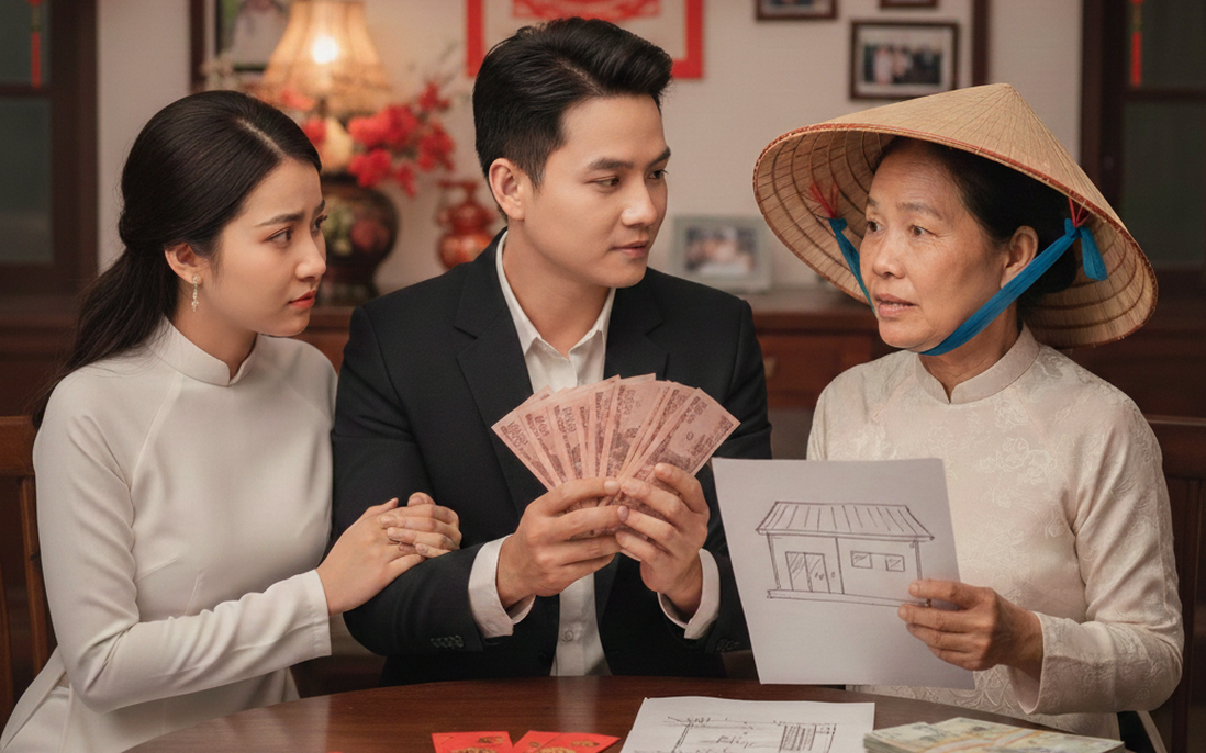 Chồng mới cưới muốn đưa hết tiền mừng cho mẹ kinh doanh