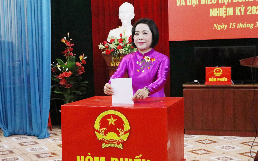 Phó Chủ tịch Quốc hội Nguyễn Thị Thanh bỏ phiếu bầu cử tại tỉnh Ninh Bình